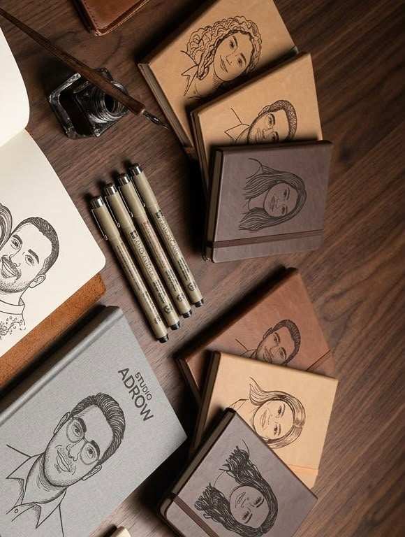 Sketched notebooks and pens